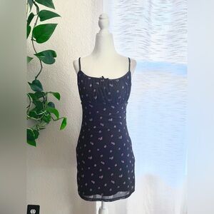 Forever 21 Black Floral Mini Dress with Spaghetti Straps